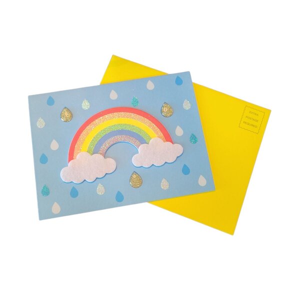 Papyrus Handmade 8 Rainbow Greeting Cards Set With Envelopes Blank Rain Drops - Picture 3 of 13